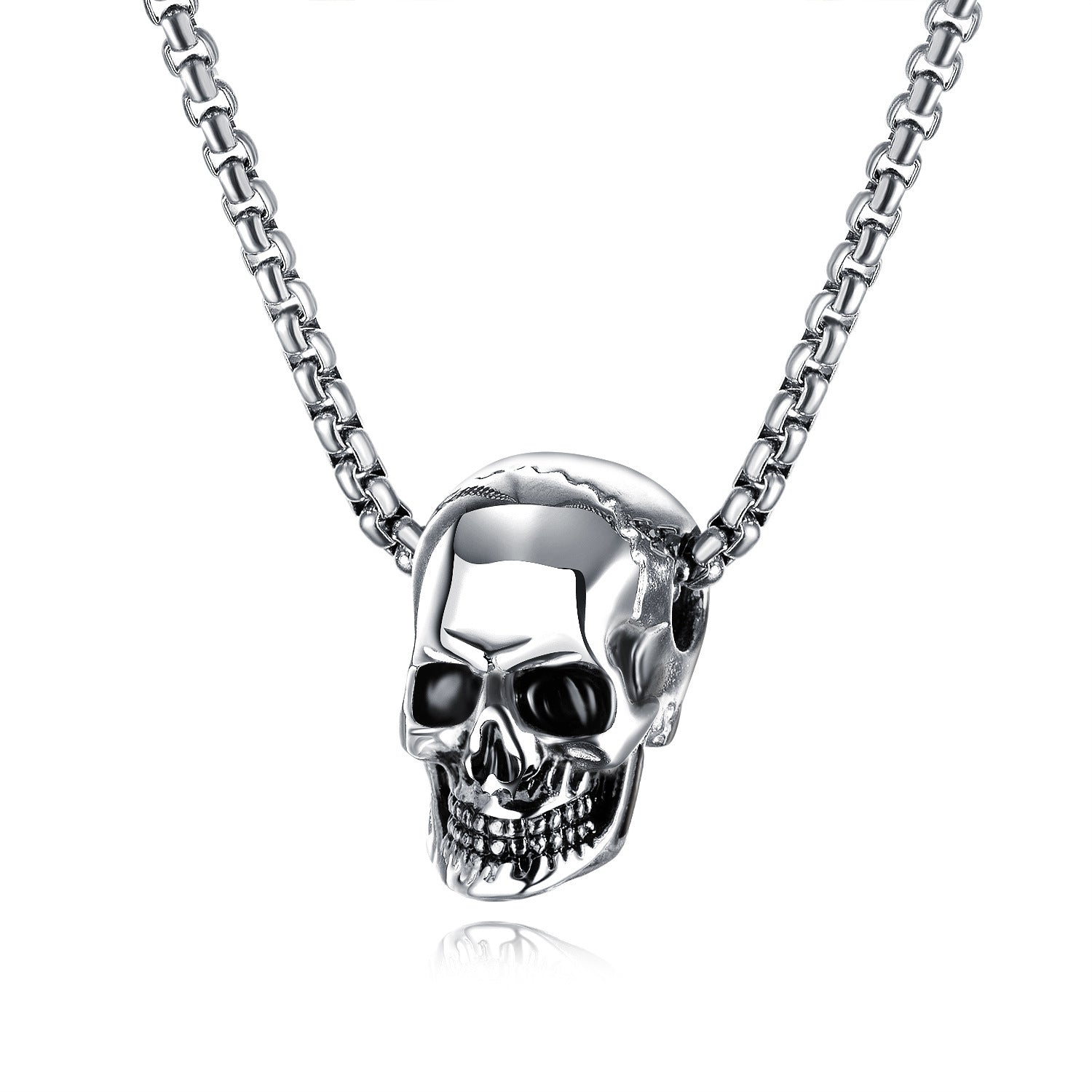 Wholesale Retro Hip Hop Stainless Steel Skull Necklace Bohemian Style